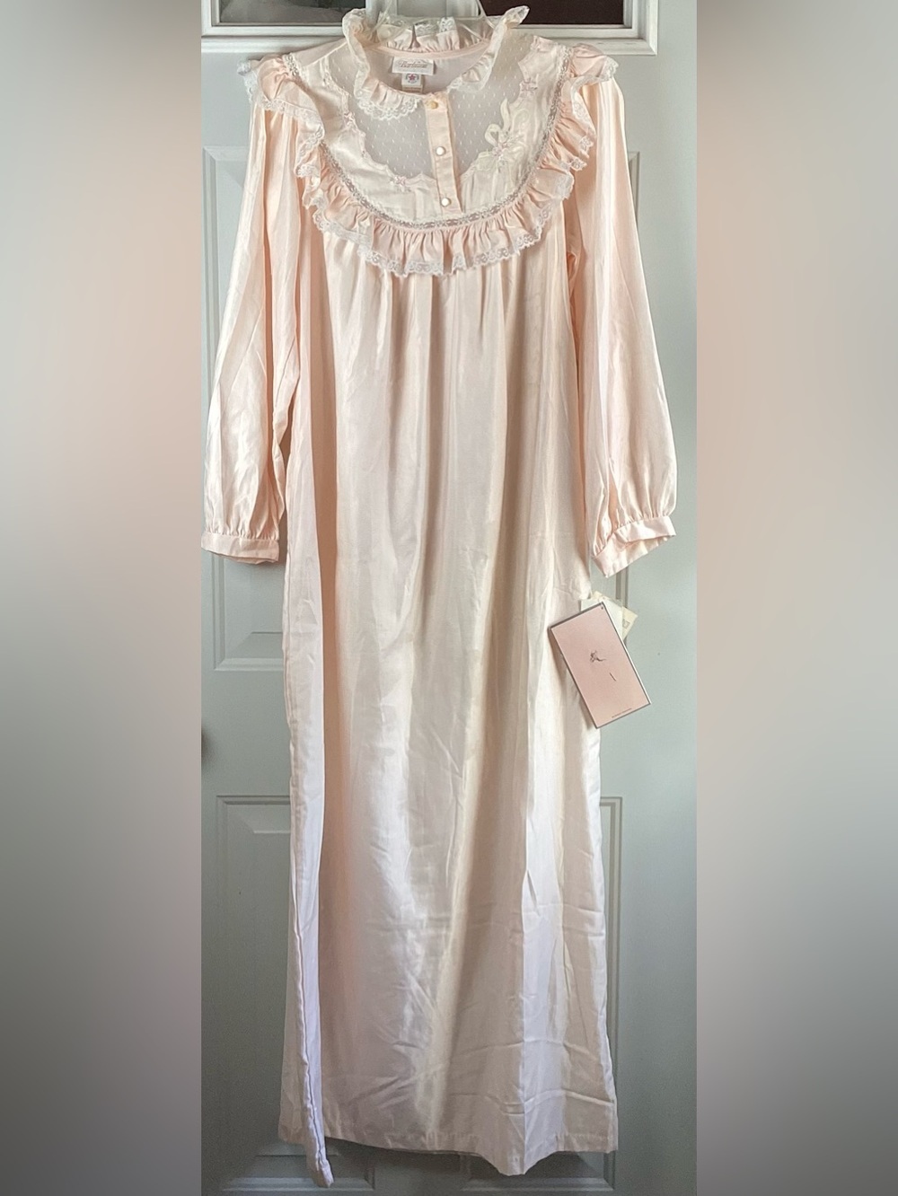 Women's Pink Nightgown Long Sleeve Soft Sleepwear lace